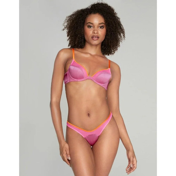 Agent Provocateur Viv Sorbet Pink 34B/3 Silk Set NWT